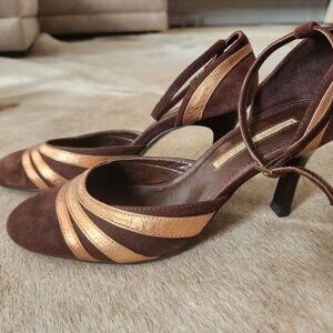 Glamorous brown & bronze suede pumps from London
